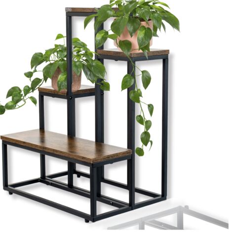 Soporte para flores y plantas de pie, loft de metal, 6 macetas, industrial, 68 cm