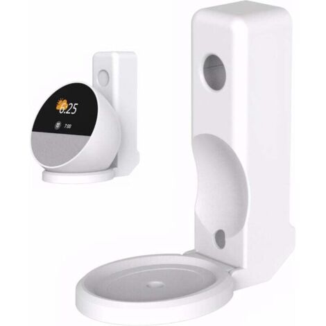 Soporte para foco de pared KZQ - Soporte para altavoz Google - Gestión de cables integrada - Montaje en pared - Sin taladros - Compatible con Echo Spot (blanco)
