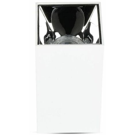 Soporte para foco LED V-TAC, montaje en techo cuadrado, GU10, cuerpo blanco, reflector cromado