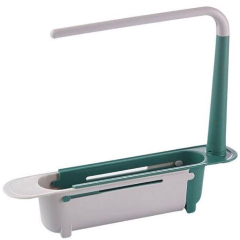 

Soporte para fregadero de cocina, estante de drenaje retractil para fregadero, estante organizador de esponja para toalla, Verde