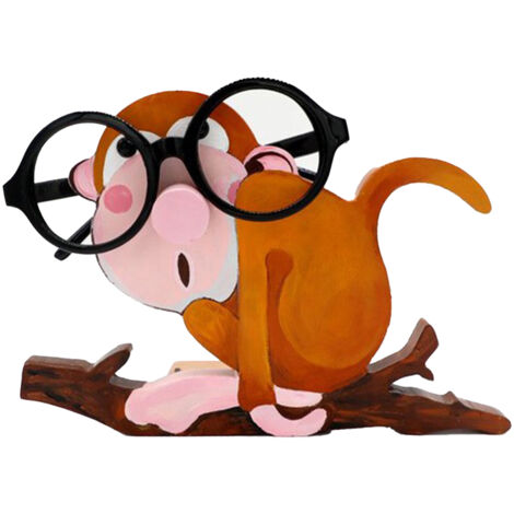 Soporte para gafas con forma de mono para escritorios – expositor de gafas para tiendas – decoración de madera – 1 unidad