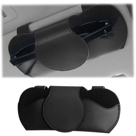 Soporte para gafas de sol para coche, funda de piel sintética para gafas de coche, soporte magnético para gafas de coche, accesorios universales para el interior del coche, para coches (negro)