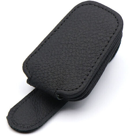 Soporte para gafas de sol para visera de coche, soporte magnético de cuero para gafas con clip para tarjeta, extensor de gafas de sol para coche, accesorios para coche (negro)