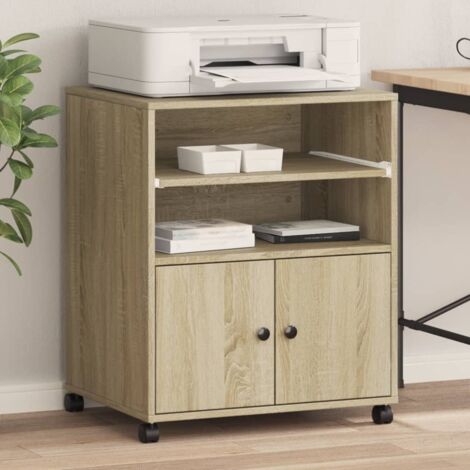 Soporte para impresora con ruedas roble 60x48x74 cm