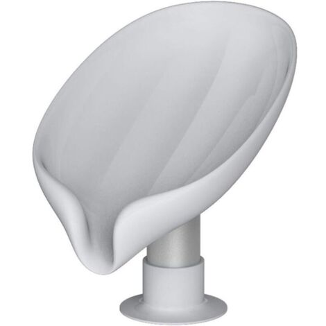 Soporte para jabón en barra, soporte para esponja, bandeja de drenaje, estante para jabón, soporte en forma de hoja con ventosa para ducha, fregadero de cocina, baño, 12 cm (gris) - Fei Yu