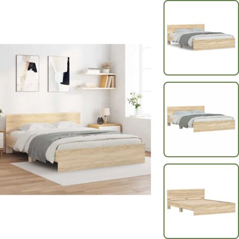 Soporte para la espalda - vidaXL Estructura de cama con cabecero roble Sonoma 150x200 cm - Listones de madera contrachapada