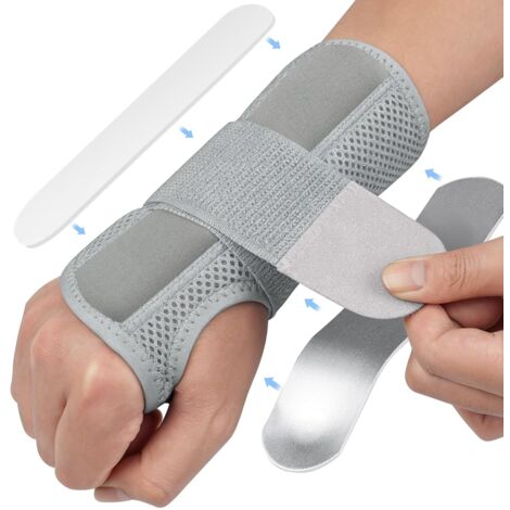 Soporte para la muñeca, muñequera con riel metálico, correa para la muñeca, flexible y ligero, estabilizador ajustable del túnel carpiano para entrenamiento muscular, barra de soporte para hombres y m