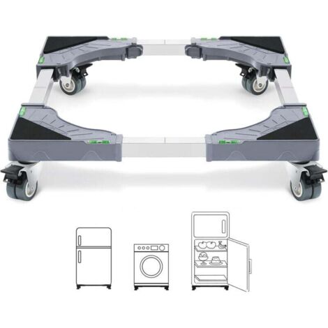 Soporte para lavadora con 4 ruedas bloqueables, capacidad de carga de 200 kg, ancho ajustable de 40 a 62 cm, apto para lavadora, secadora y frigorífico.