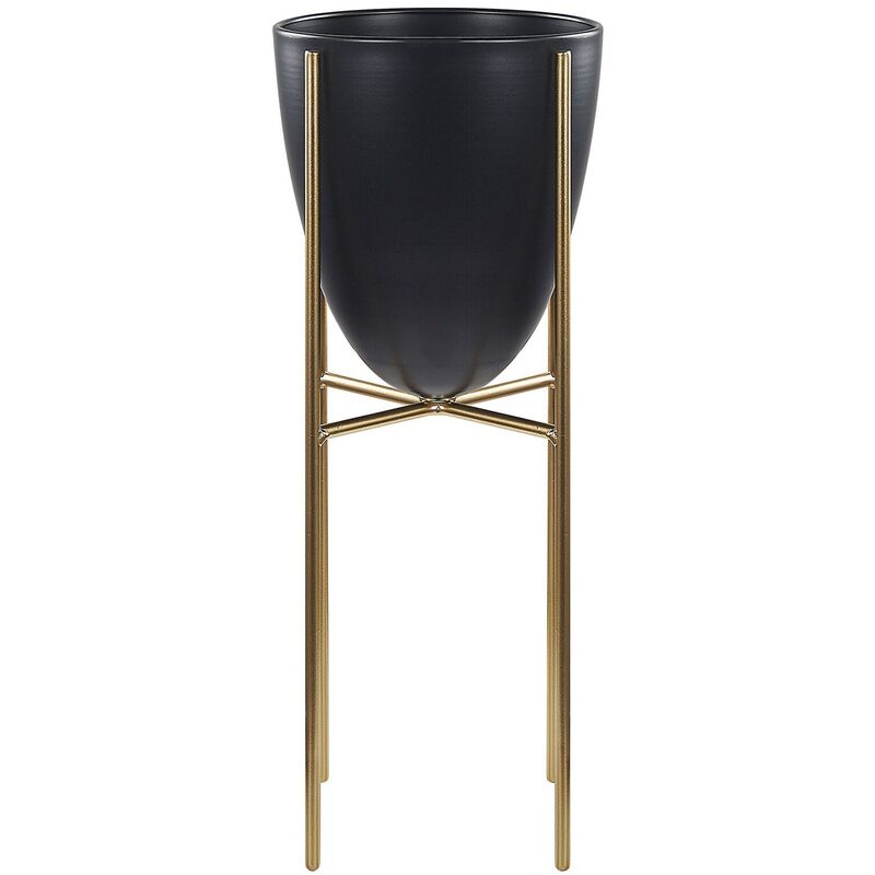 

Beliani - Soporte para maceta negro/dorado ⌀ 16 cm LEFKI