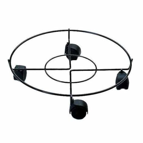 Soporte para macetas con ruedas, redondo, negro, 50
