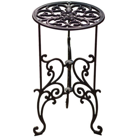 Soporte para macetas de hierro fundido resistente de 1 nivel - Estante metálico para macetas de 49 cm, soporte decorativo para macetas, soporte para macetas de jardín para interiores o exteriores