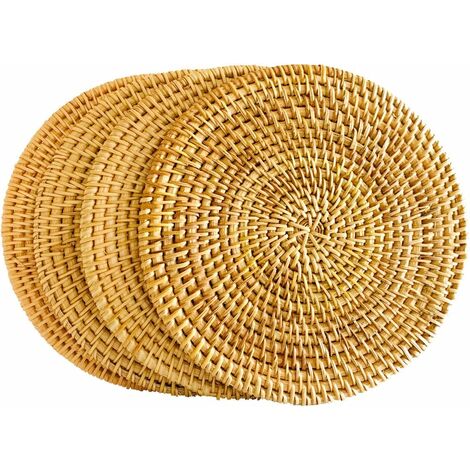 Soporte para macetas de ratán hecho a mano, antideslizante, duradero, almohadillas calientes resistentes al calor, ideal para decoración moderna del hogar, posavasos aislante resistente al calor, acce