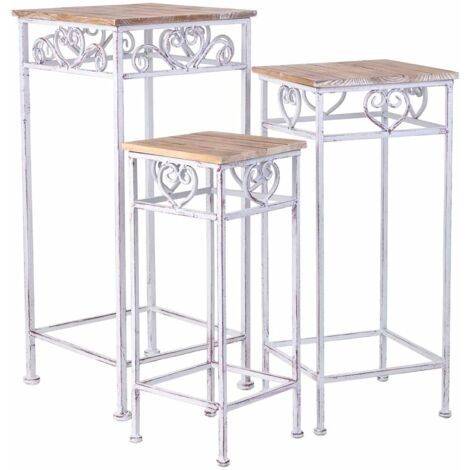 Soporte para macetas set 3 piezas beige, 32x32x71h cm
