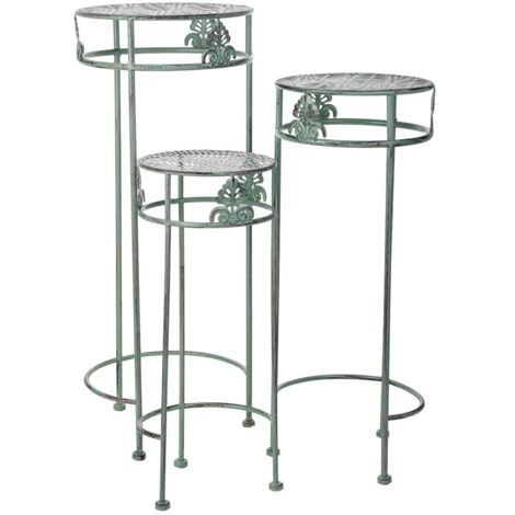 Soporte para macetas verde, 3 piezas, 28x28x69-24x24x59-20x20x49h cm