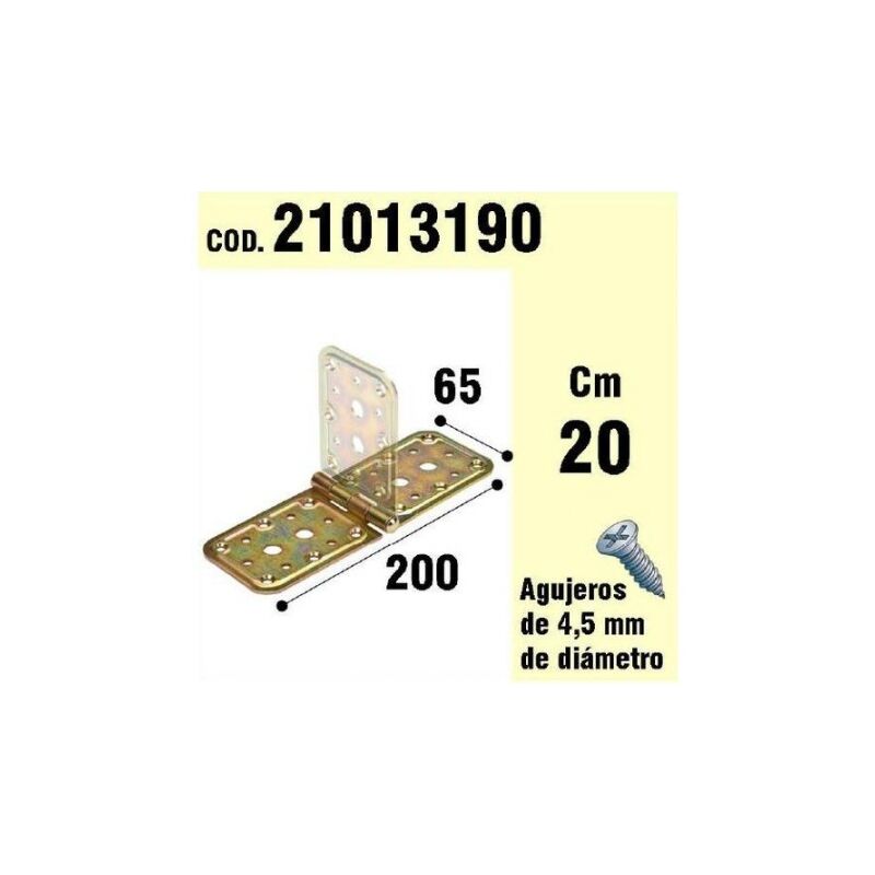 

Soporte para madera bisagra bicromatado 65 x 200 mm.