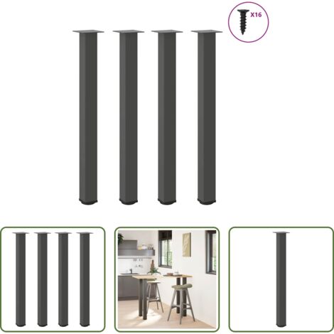 Soporte para mesa de bar - Patas para mesa de bar (4 unidades, antracita, 100-102 cm, acero)