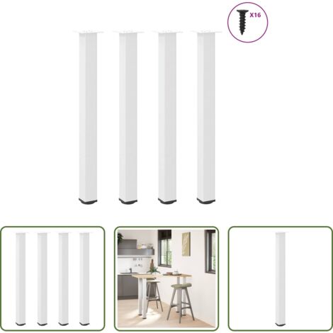 Soporte para mesa de bar -  Patas para mesa de bar (4 unidades), color blanco, 100-102 cm, acero