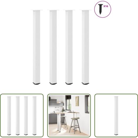 Soporte para mesa de bar -  Patas para mesa de bar (4 unidades), color blanco, 110-112 cm, acero