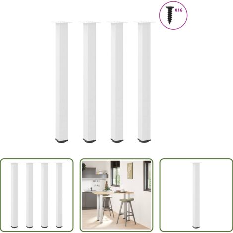 Soporte para mesa de bar -  Patas para mesa de bar (4 unidades), color blanco, 90-92 cm, acero