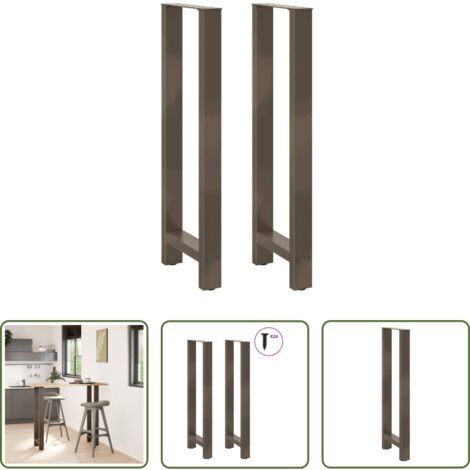 Soporte para mesa de bar -  Patas para mesa de bar de acero natural (2 unidades, 50 x 110-111 cm)
