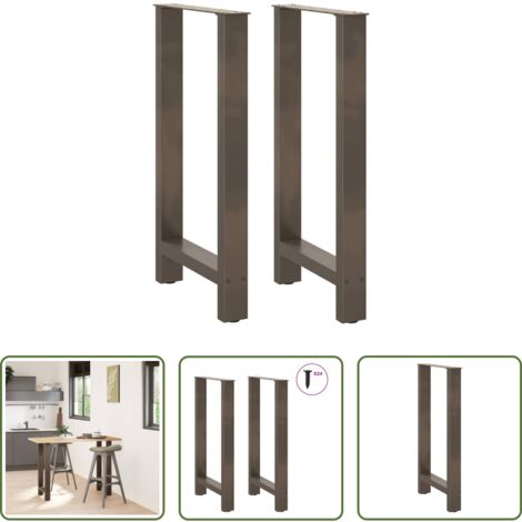 Soporte para mesa de bar -  Patas para mesa de bar de acero natural (2 unidades, 50 x 90-91 cm)
