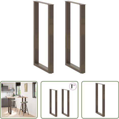 Soporte para mesa de bar -  Patas para mesa de bar en forma de U (2 unidades, acero natural, 60 x 110-111 cm)