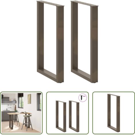 Soporte para mesa de bar -  Patas para mesa de bar en forma de U (2 unidades, acero natural, 60 x 90-91 cm)