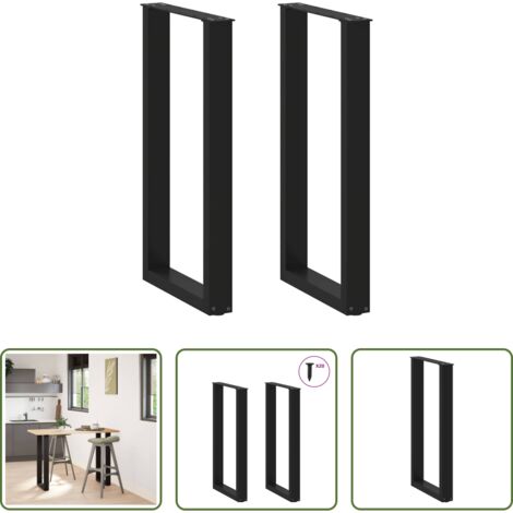 Soporte para mesa de bar -  Patas para mesa de bar en forma de U (2 unidades), color negro, 40 x (90-91) cm, acero