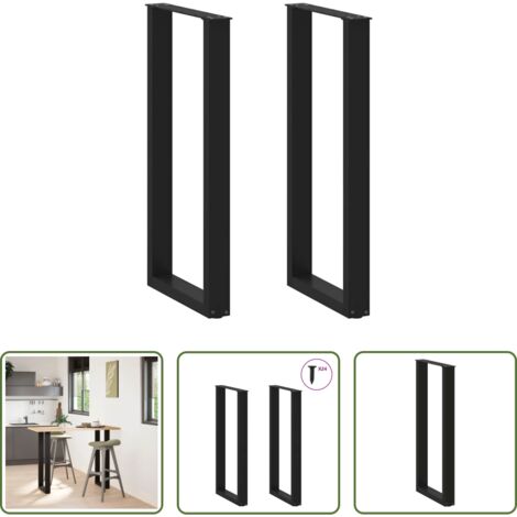 Soporte para mesa de bar -  Patas para mesa de bar en forma de U (2 unidades), color negro, 50 x 100-101 cm, acero