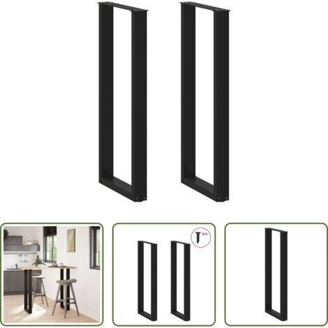 Soporte para mesa de bar -  Patas para mesa de bar en forma de U (2 unidades), color negro, 50 x 110-111 cm, acero