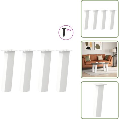 Soporte para mesa de centro - vidaXL Patas para mesa de centro (4 unidades), color blanco, 30 cm, acero - Patas de acero