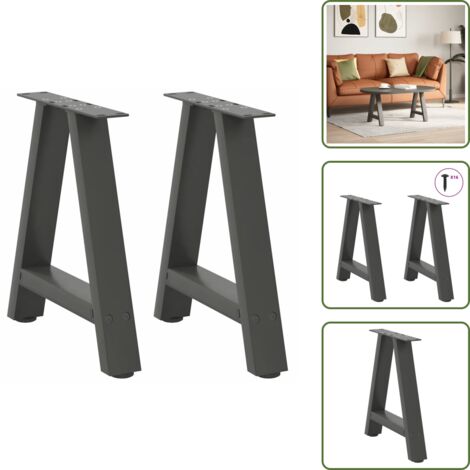 Soporte para mesa de centro - vidaXL Patas para mesa de centro en forma de A (2 unidades), antracita, 38 x (42-43) cm, acero - Niveladores para mesa