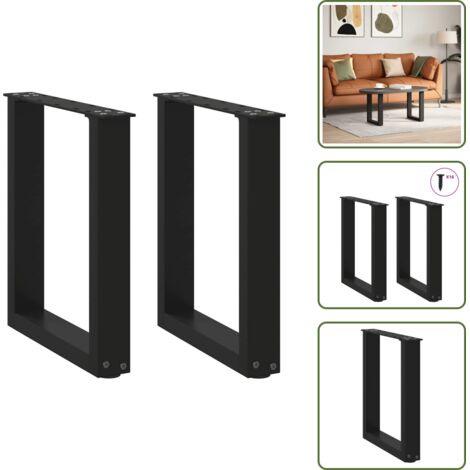 Soporte para mesa de centro - vidaXL Patas para mesa de centro en forma de U (2 unidades), color negro, 28 x (42-43) cm, acero - Niveladores para mesa
