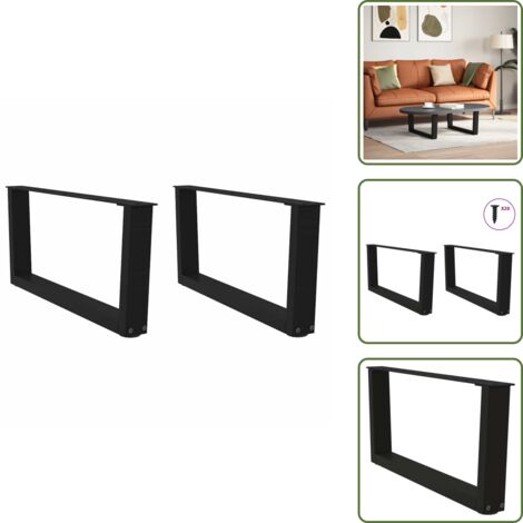 Soporte para mesa de centro - vidaXL Patas para mesa de centro en forma de V (2 unidades), color negro, 70 x (30-31,3) cm, acero - Niveladores para mesa