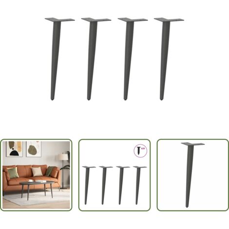 Soporte para mesa -  Patas cónicas para mesa de centro (4 unidades), antracita, 30-31 cm, acero