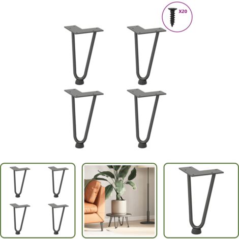 Soporte para mesa -  Patas de horquilla para mesa de centro (4 unidades, antracita, 20 cm, acero macizo)