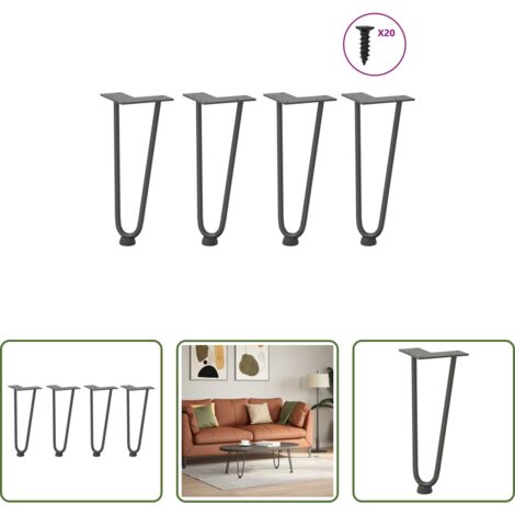 Soporte para mesa -  Patas de horquilla para mesa de centro (4 unidades, antracita, 30 cm, acero macizo)