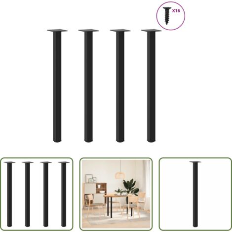 Soporte para mesa -  Patas para consola (4 unidades), color negro, 72-74 cm, acero