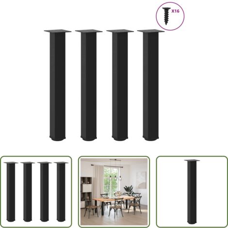 Soporte para mesa -  Patas para consola (4 unidades), color negro, 72-74 cm, acero