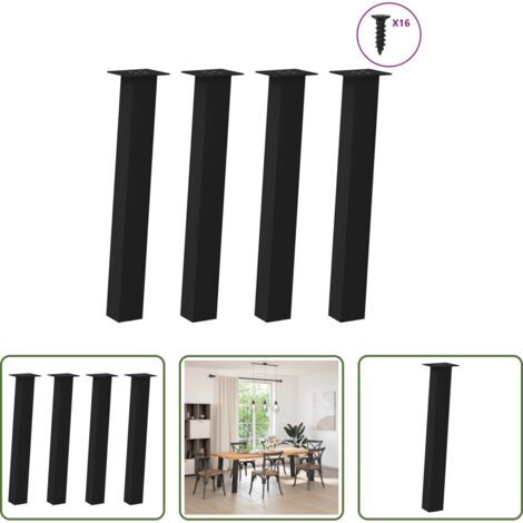 Soporte para mesa - Patas para consola (4 unidades), color negro, 72 cm, acero