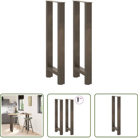 Soporte para mesa -  Patas para mesa de bar de acero natural (2 unidades, 50 x 100-101 cm)