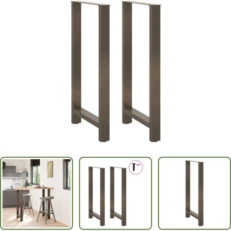 Soporte para mesa -  Patas para mesa de bar de acero natural (2 unidades, 60 x 110-111 cm)