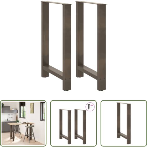 Soporte para mesa -  Patas para mesa de bar de acero natural (2 unidades, 60 x 90-91 cm)
