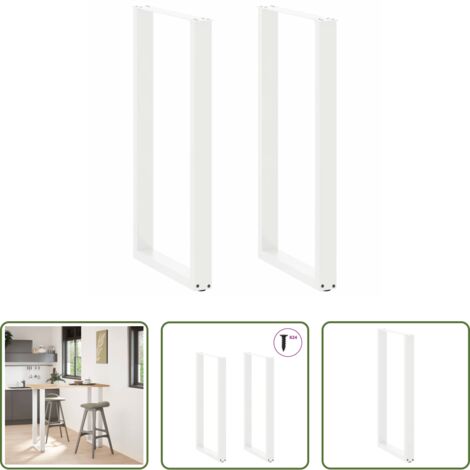 Soporte para mesa -  Patas para mesa de bar en forma de U (2 unidades), color blanco, 60 x 110-111 cm, acero
