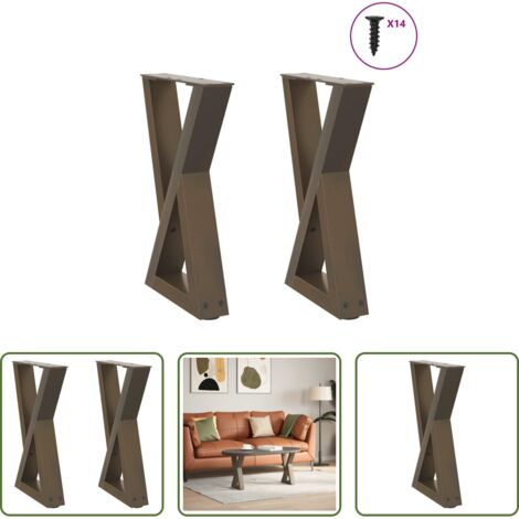 Soporte para mesa -  Patas para mesa de centro (2 unidades), acero natural, 38 x 42-43,3 cm.