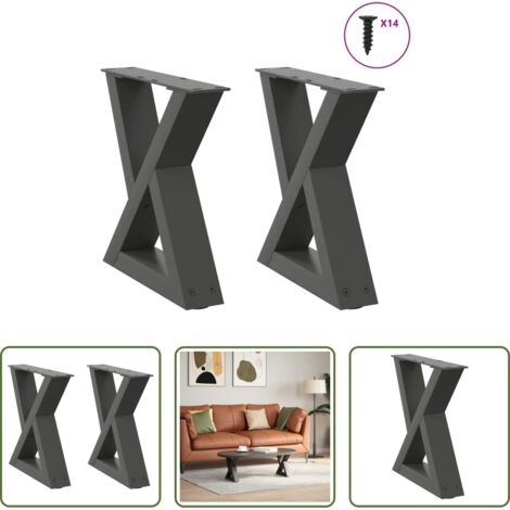 Soporte para mesa -  Patas para mesa de centro (2 unidades), antracita, 30 x (30-31,3) cm, acero