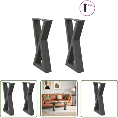 Soporte para mesa -  Patas para mesa de centro (2 unidades), antracita, 38 x (42-43,3) cm, acero