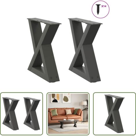 Soporte para mesa -  Patas para mesa de centro (2 unidades), antracita, 40 x (30-31,3) cm, acero