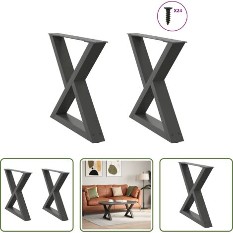 Soporte para mesa -  Patas para mesa de centro (2 unidades), antracita, 60 x (42-43,3) cm, acero