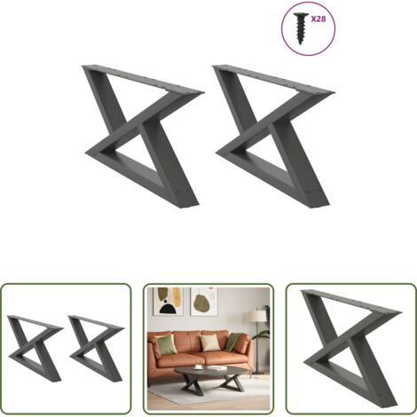 Soporte para mesa -  Patas para mesa de centro (2 unidades), antracita, 70 x (30-31,3) cm, acero